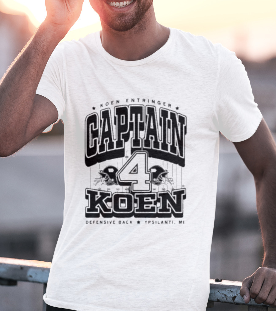 Koen Entringer Captain 4 Iowa Hawkeyes Defensive Back Ypsilanti MI T-Shirt