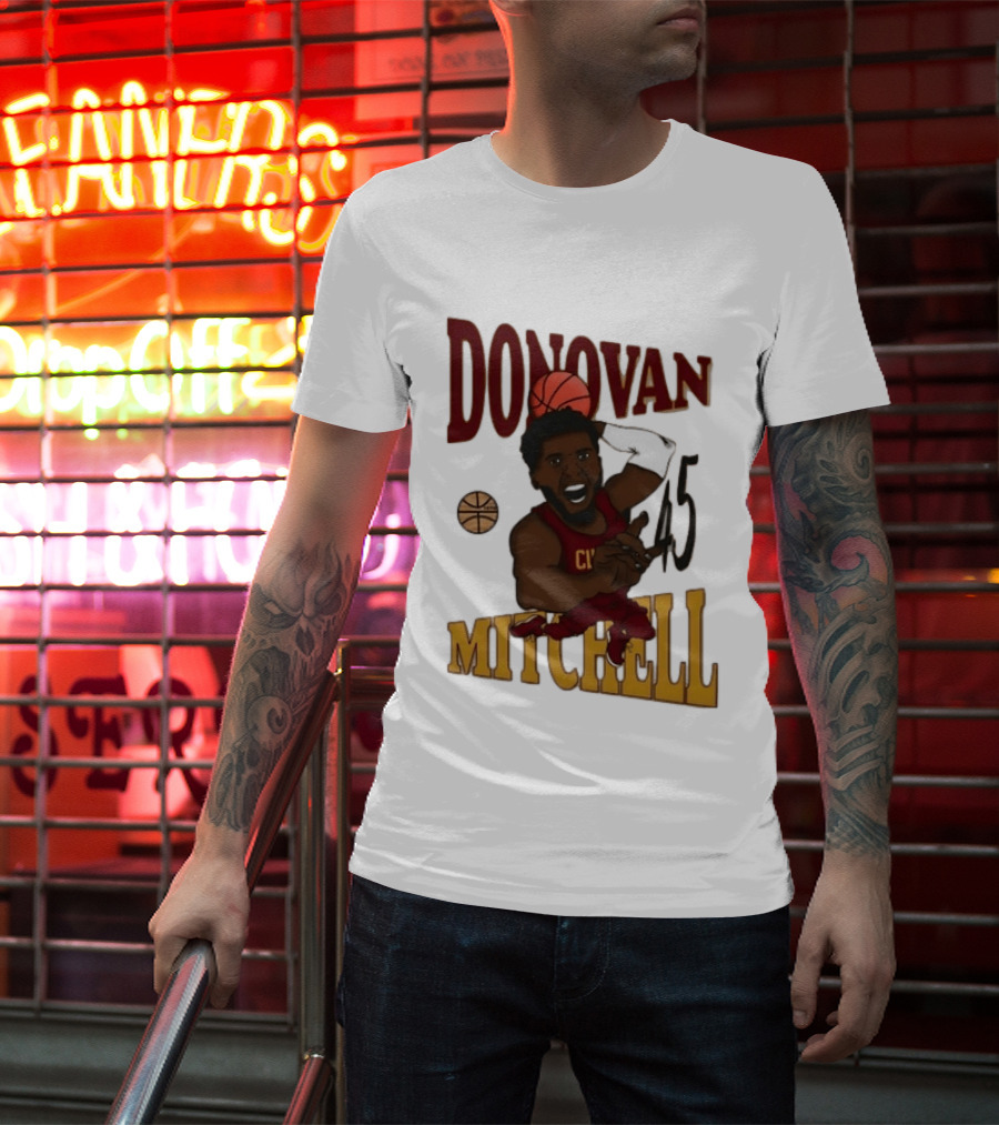 Donovan Mitchell Cleveland Cavaliers Basketball Number 45 Dunking T-Shirt