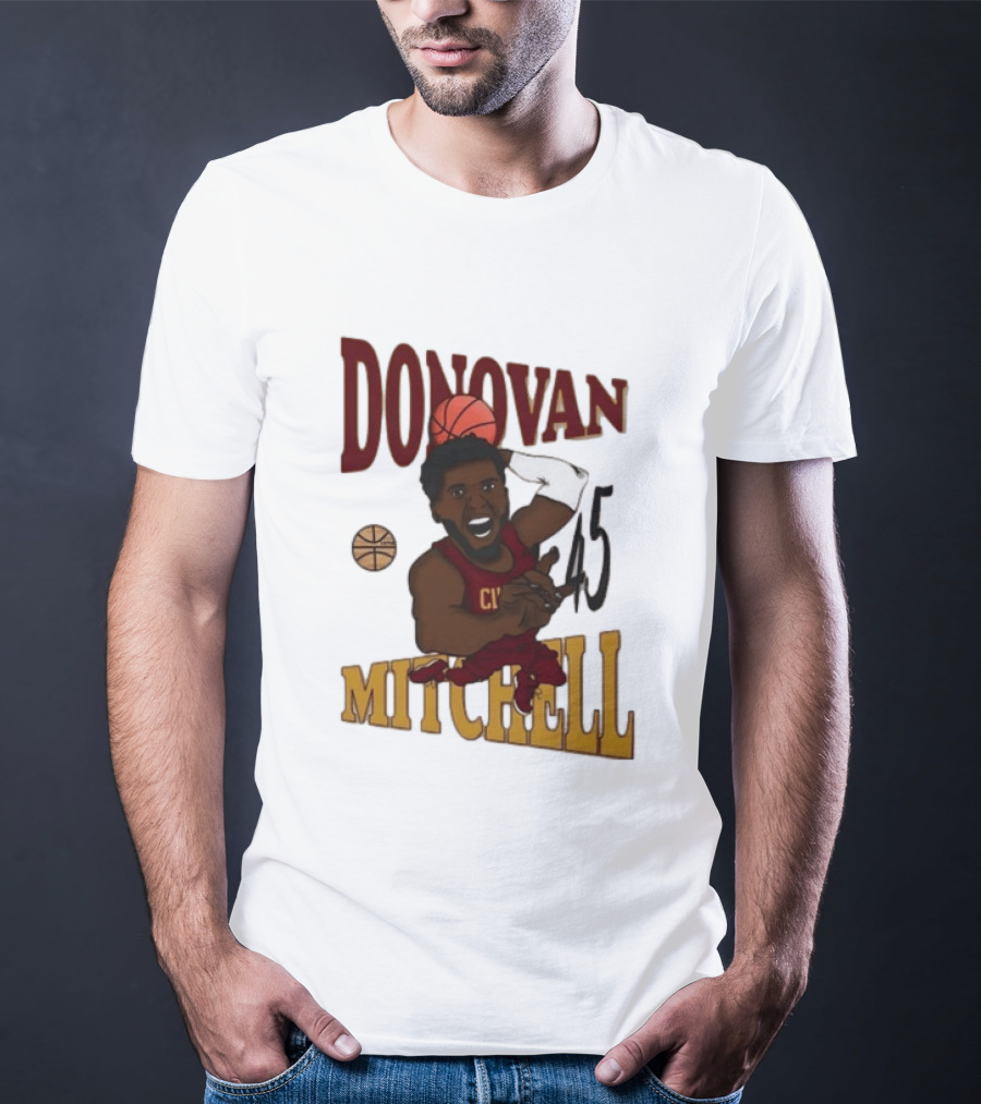 Donovan Mitchell Cleveland Cavaliers Basketball Number 45 Dunking T-Shirt