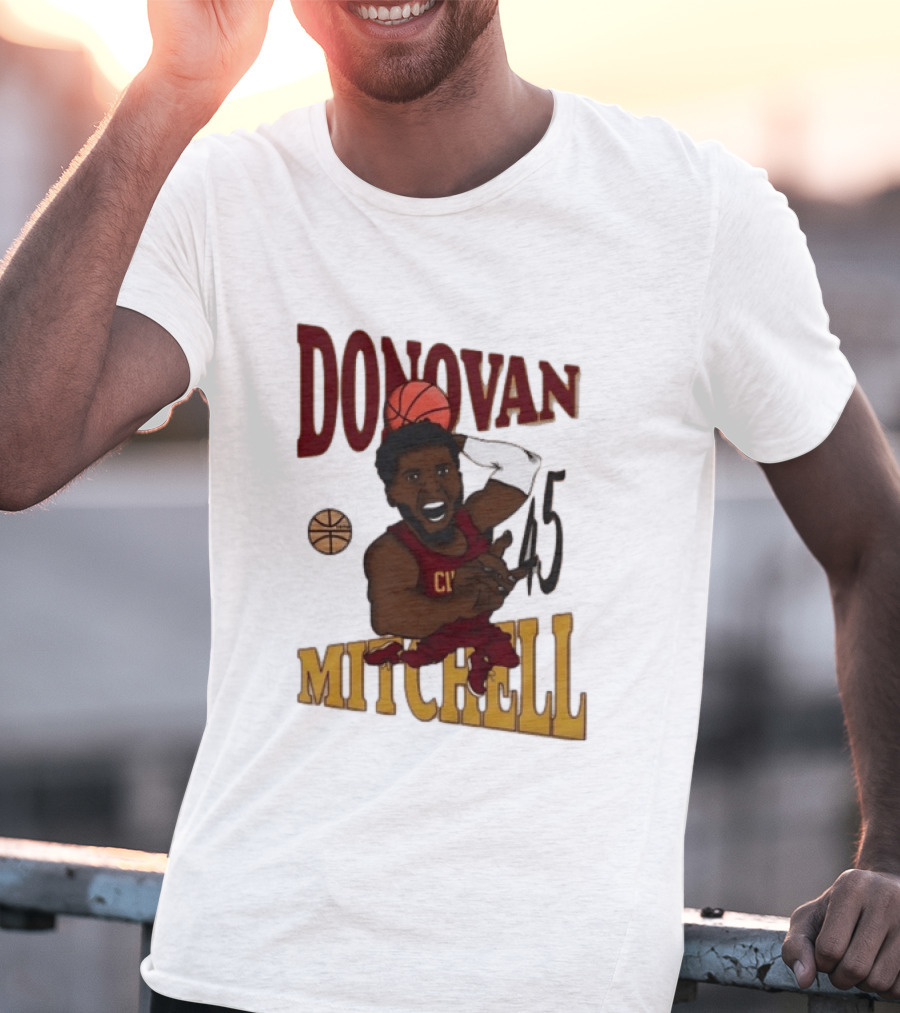 Donovan Mitchell Cleveland Cavaliers Basketball Number 45 Dunking T-Shirt