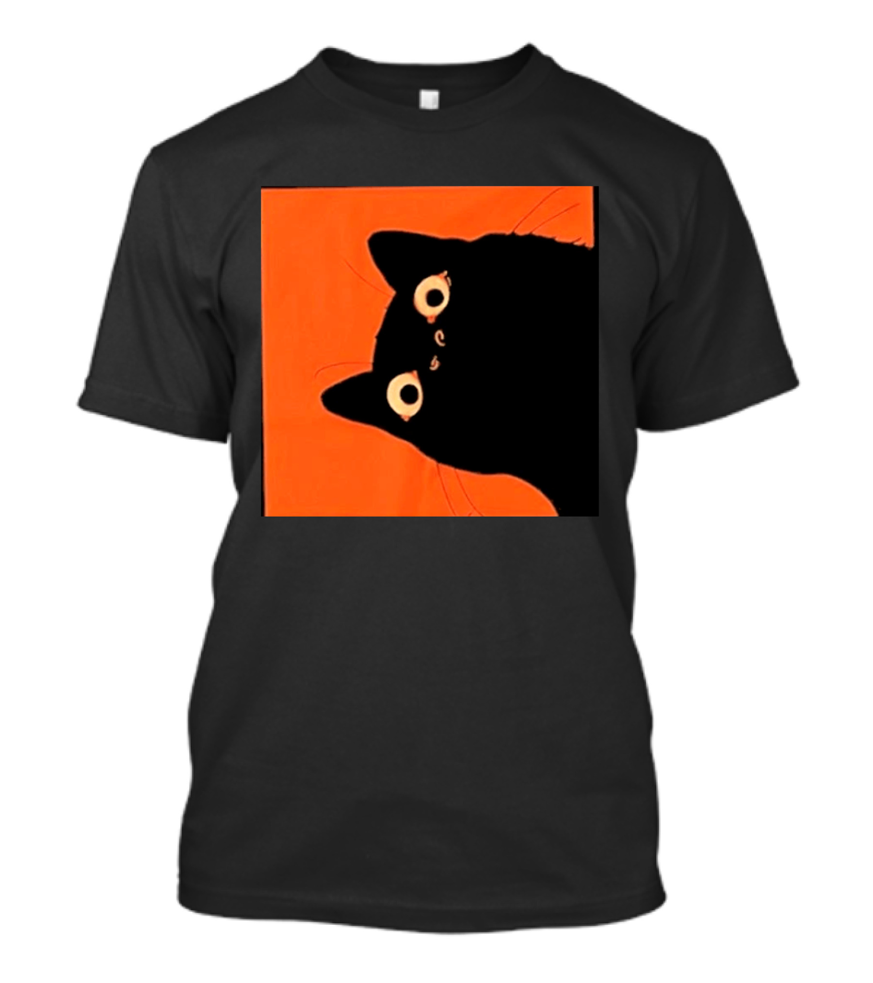 Orange Black Cat Peeking T-Shirt