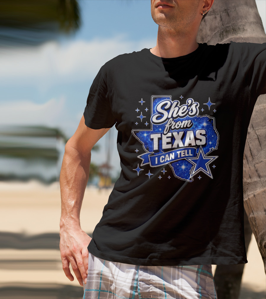 She's From Texas I Can Tell Star Blue Texas T-Shirt
