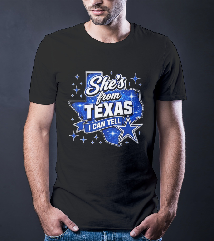 She's From Texas I Can Tell Star Blue Texas T-Shirt