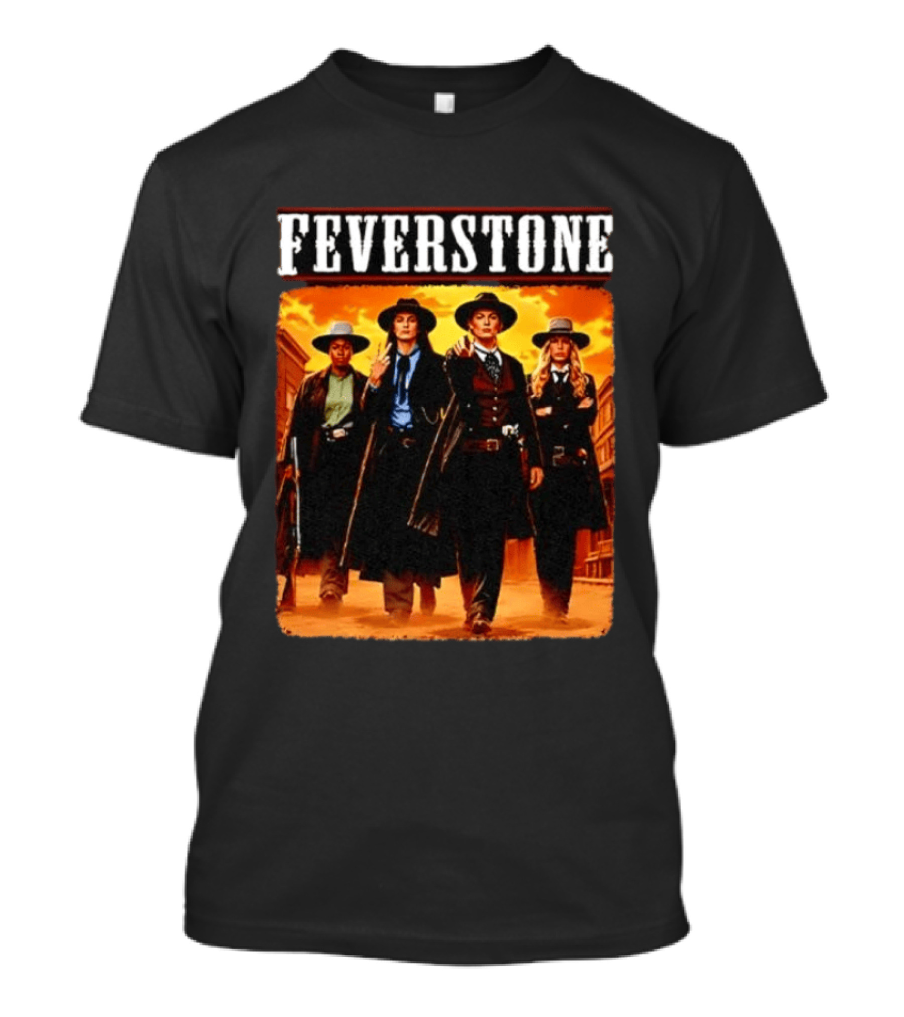 Feverstone Western Outlaws Indiana Fever WNBA Players As Gunfighter Team T-Shirt