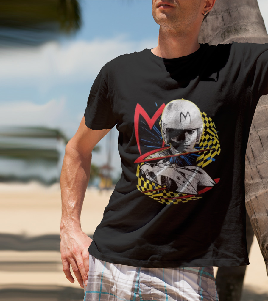 World Racing League WRL Speed Racer Mach 5 Checkered Flag Racing T-Shirt