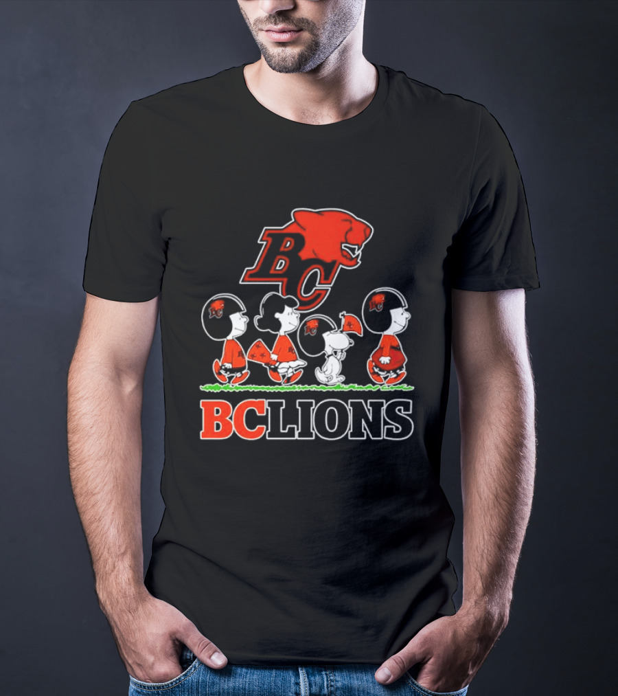 Peanuts Characters Collaboration With BC Lions CFL Team T-Shirt