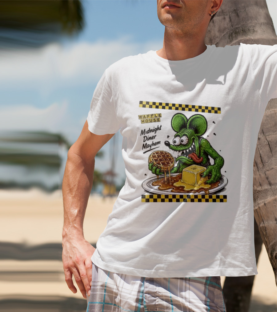 Rat Fink Waffle House Midnight Diner Mayhem Stay Golden T-Shirt
