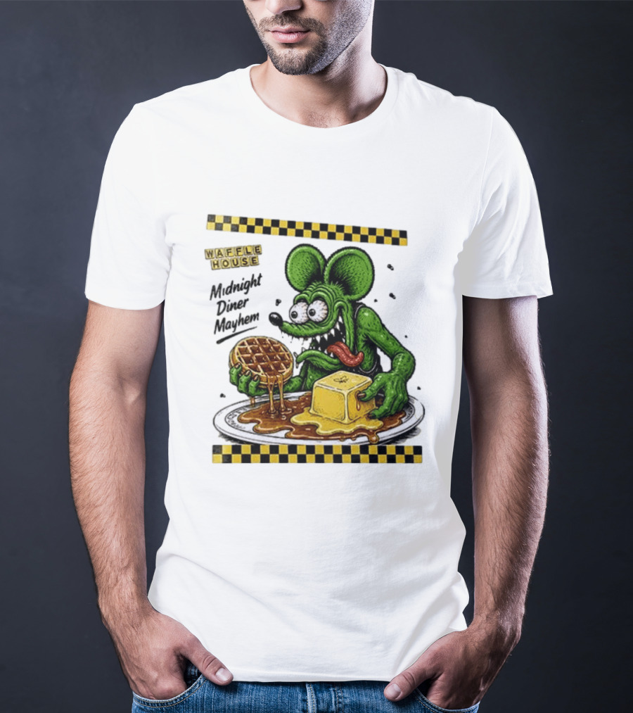 Rat Fink Waffle House Midnight Diner Mayhem Stay Golden T-Shirt