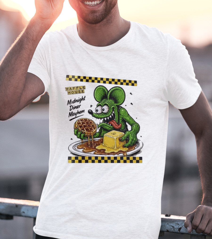 Rat Fink Waffle House Midnight Diner Mayhem Stay Golden T-Shirt