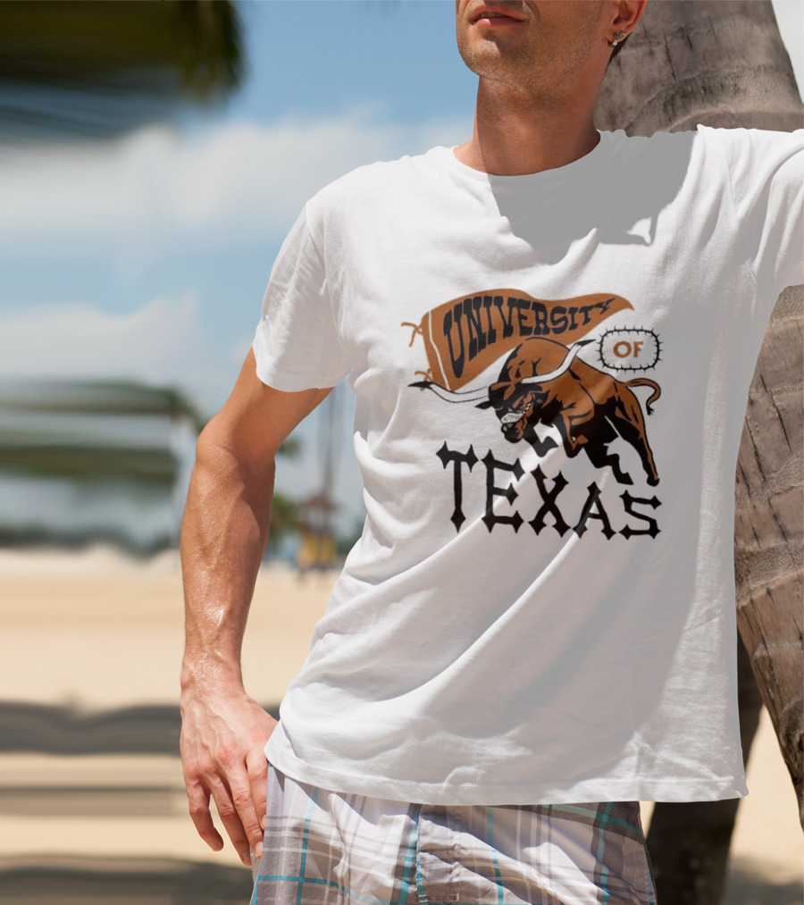 University Of Texas Longhorns Bull Mascot Banner T-Shirt