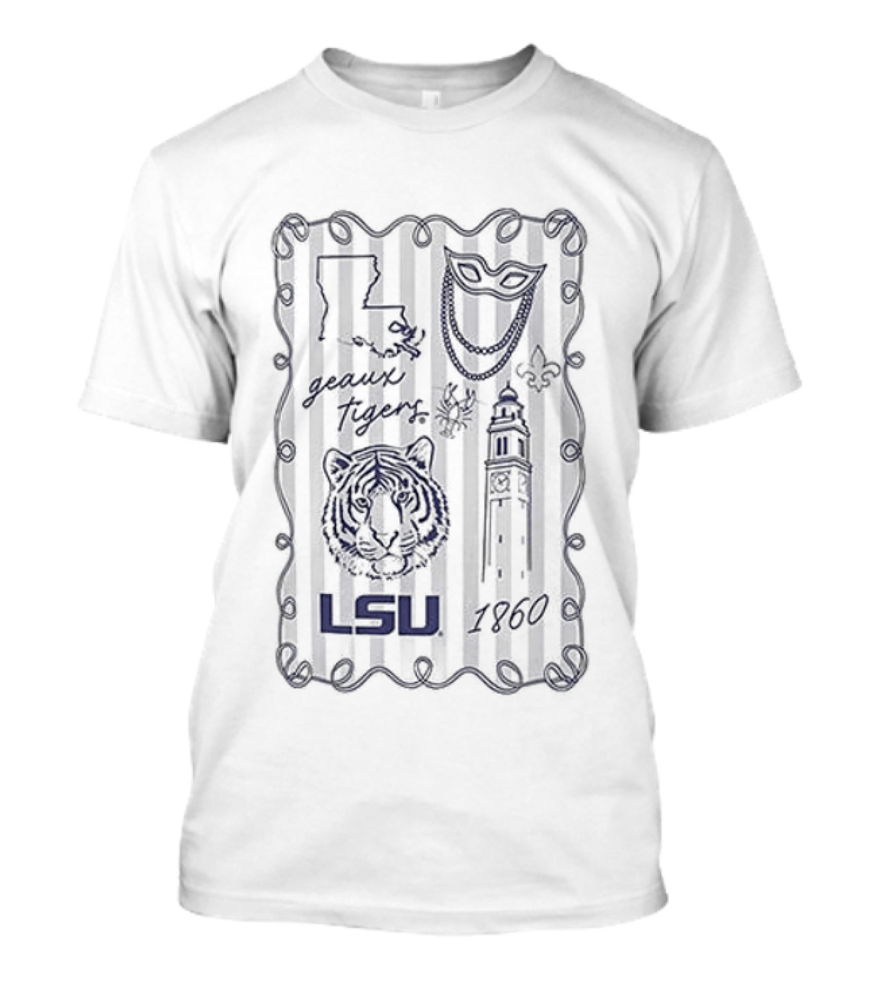 LSU Tigers Geaux Tigers Campus Sketch Frame With LSU And Tiger T-Shirt