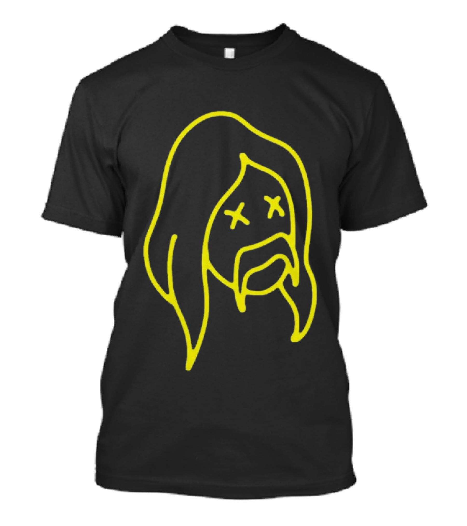 Austin Meade Store Blackout Black Neon Yellow Face Lines T-Shirt