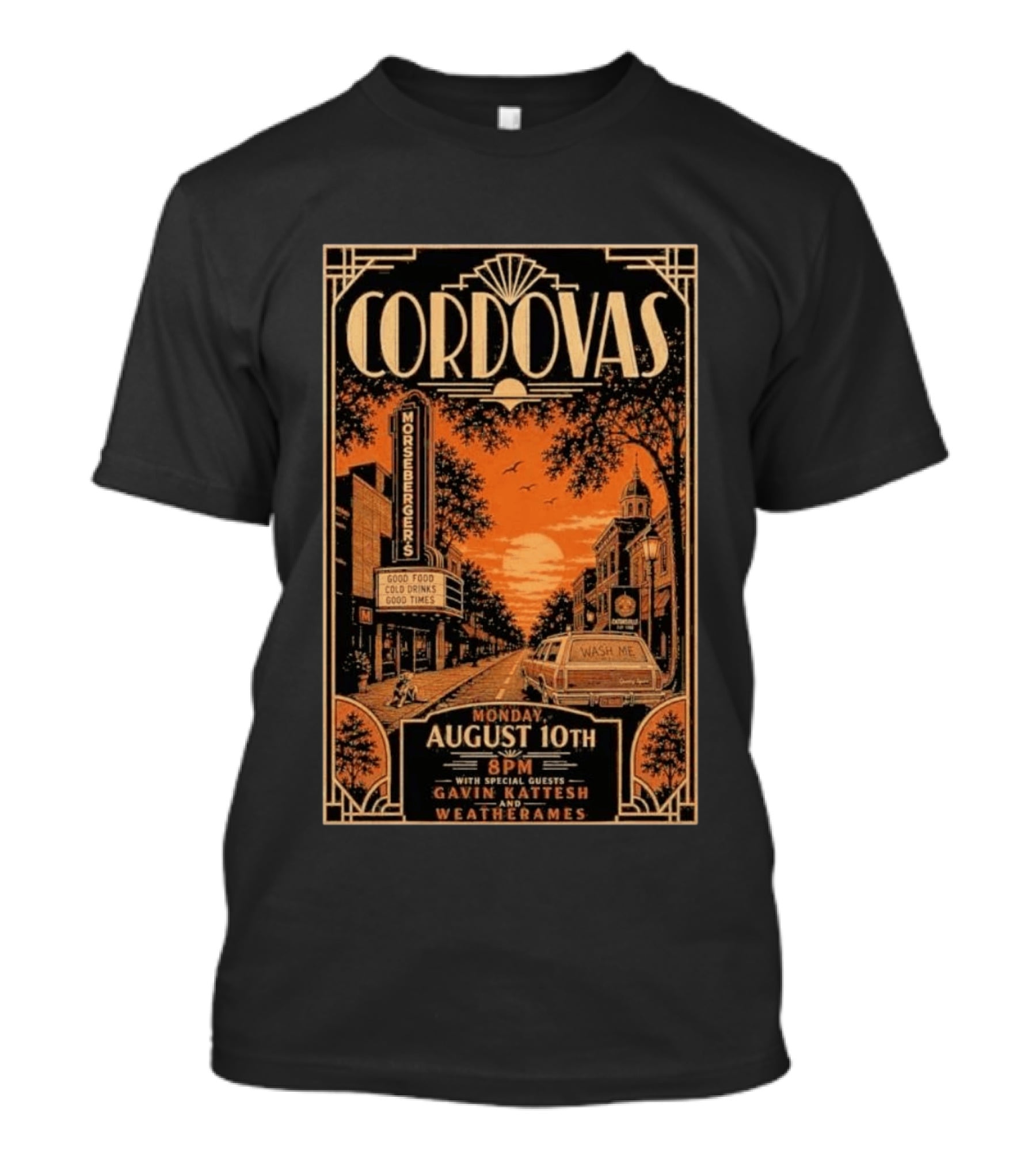Cordovas Morsbergers Tavern Monday August 10th 8PM Catonsville MD Special Guests Gavin Katteesh Weatherames T-Shirt