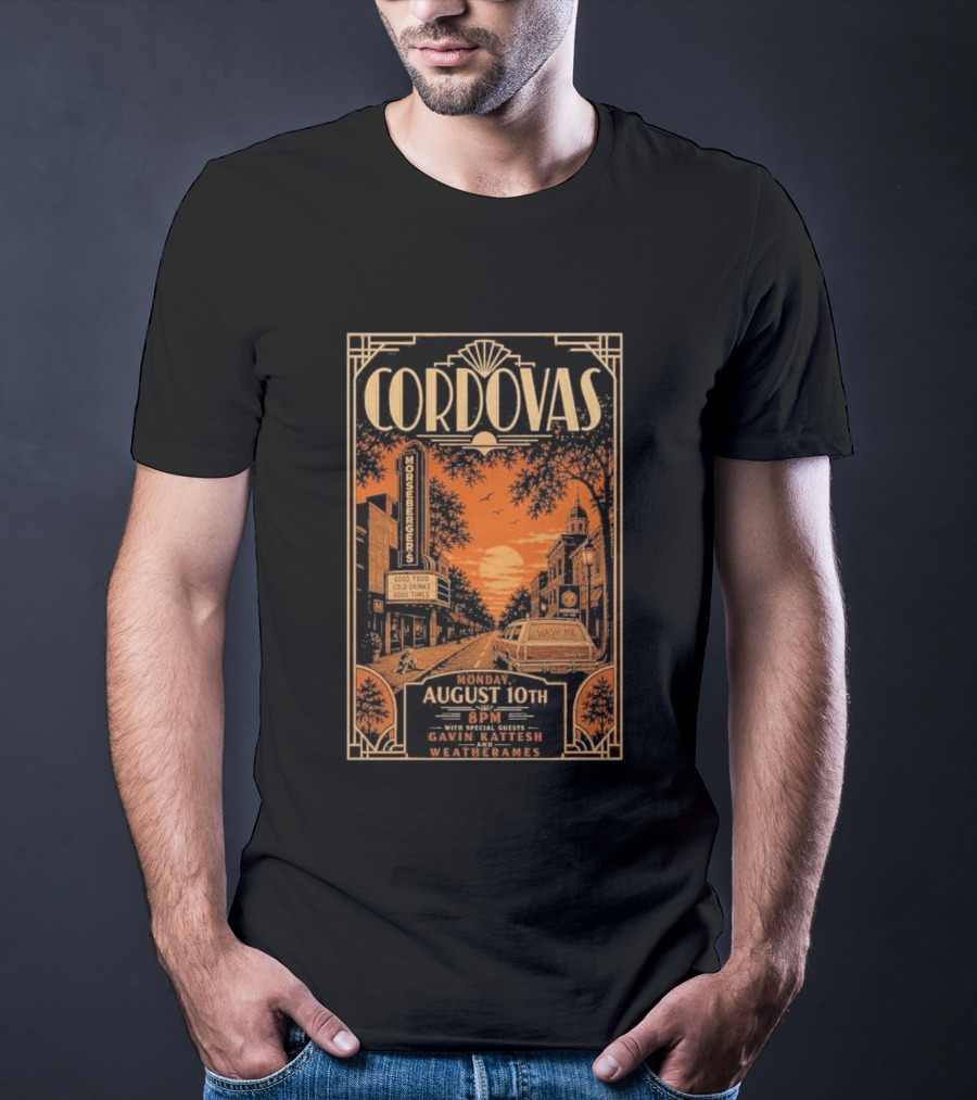 Cordovas Morsbergers Tavern Monday August 10th 8PM Catonsville MD Special Guests Gavin Katteesh Weatherames T-Shirt