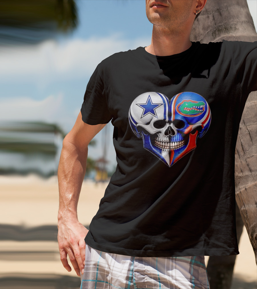 Dallas Cowboys Florida Gators Heart Skull T-Shirt