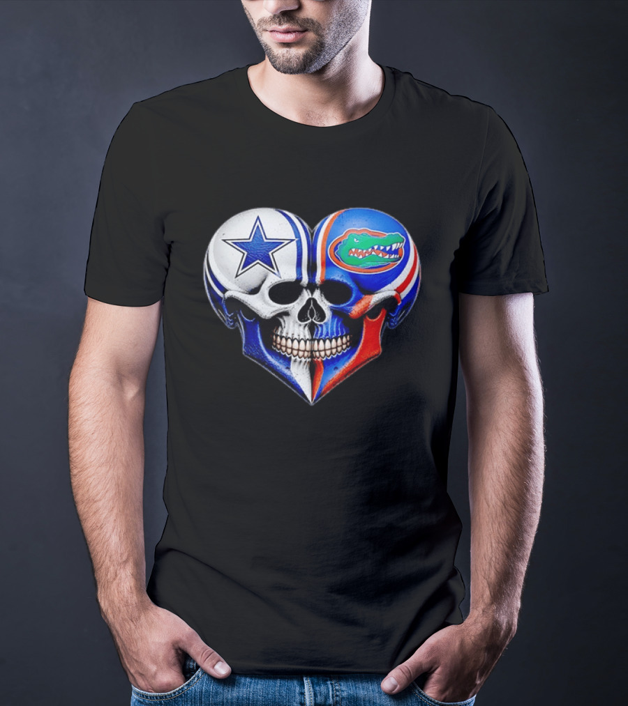 Dallas Cowboys Florida Gators Heart Skull T-Shirt