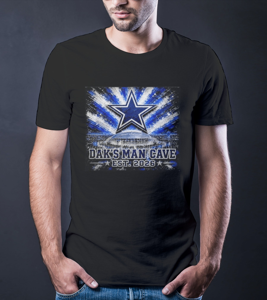 Dallas Cowboys AT&T Stadium Dak's Man Cave Established 2026 Starburst T-Shirt