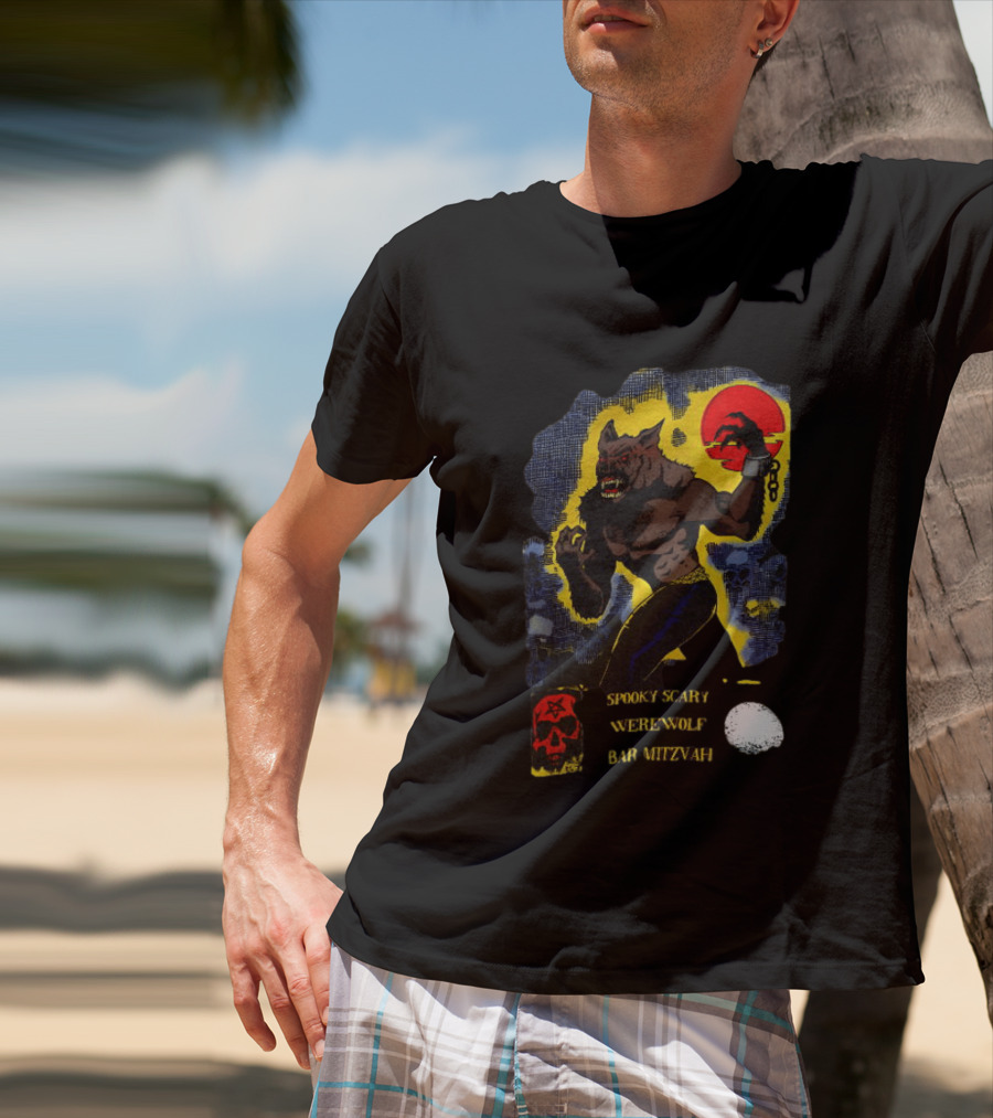 Spooky Scary Werewolf Bar Mitzvah Moonlight Night Zaidi.com T-Shirt