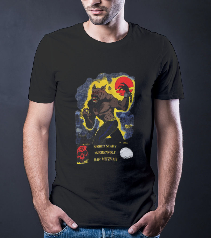 Spooky Scary Werewolf Bar Mitzvah Moonlight Night Zaidi.com T-Shirt