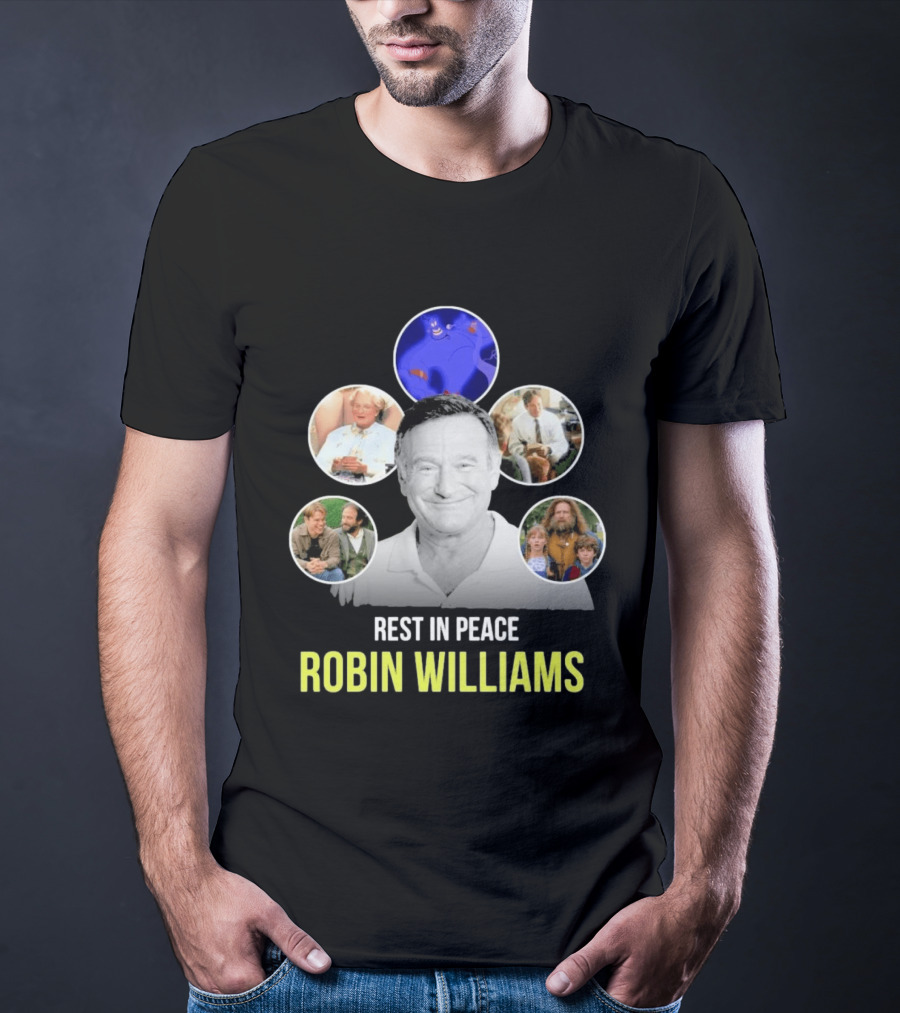 Rest In Peace Robin Williams Aladdin Genie Mrs. Doubtfire Jumanji Good Will Hunting T-Shirt