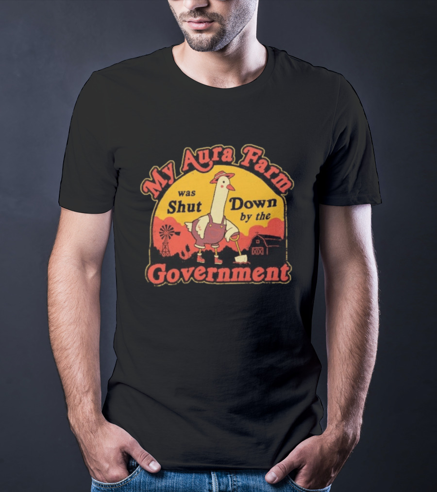 My Aura Farm Was Shut Down By The Government Goose Vintage Farmyard Scene T-Shirt