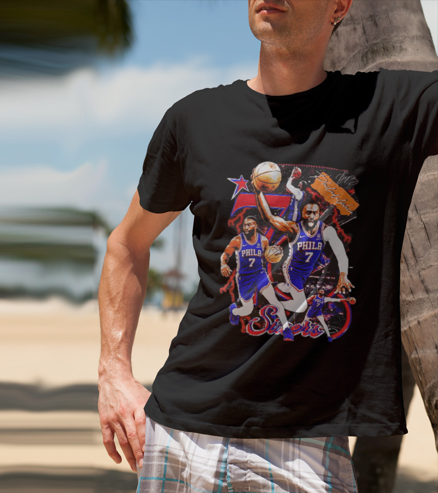 Tyrese Maxey Philadelphia Sixers Basketball Phila 7 NBA Player Action T-Shirt