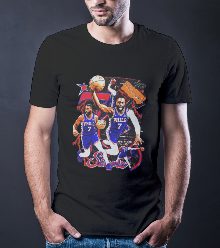 Tyrese Maxey Philadelphia Sixers Basketball Phila 7 NBA Player Action T-Shirt