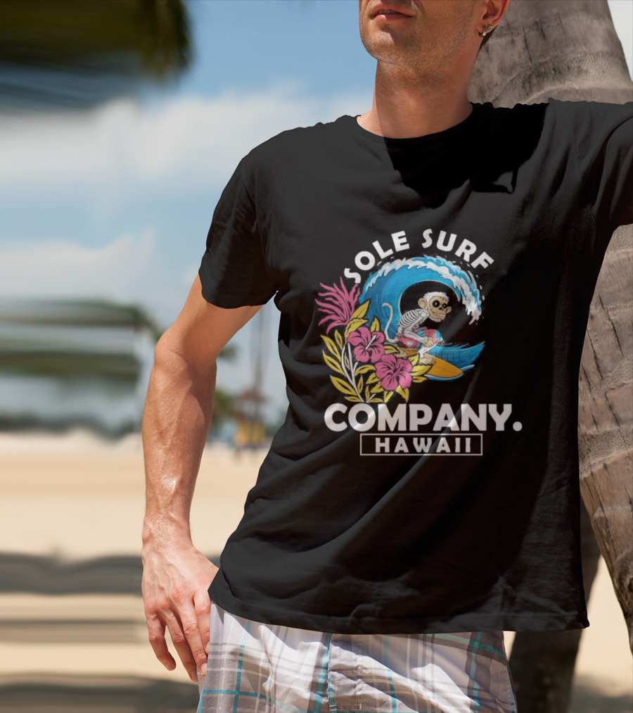 Sole Surf Company Hawaii Monkey Wave Flower Surfing T-Shirt