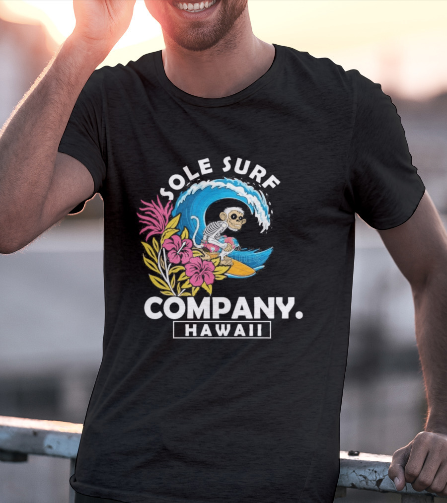 Sole Surf Company Hawaii Monkey Wave Flower Surfing T-Shirt
