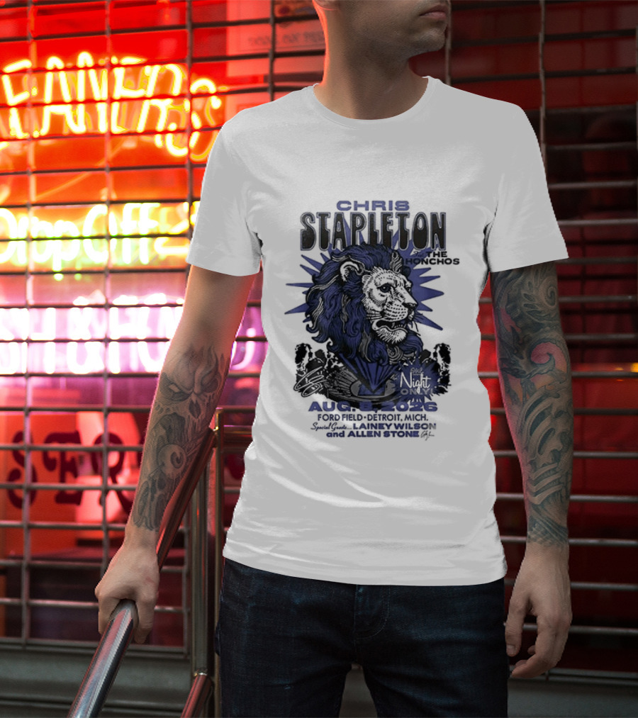 Chris Stapleton Detroit Lions August 2023 Ft The Honchos One Night Only T-Shirt