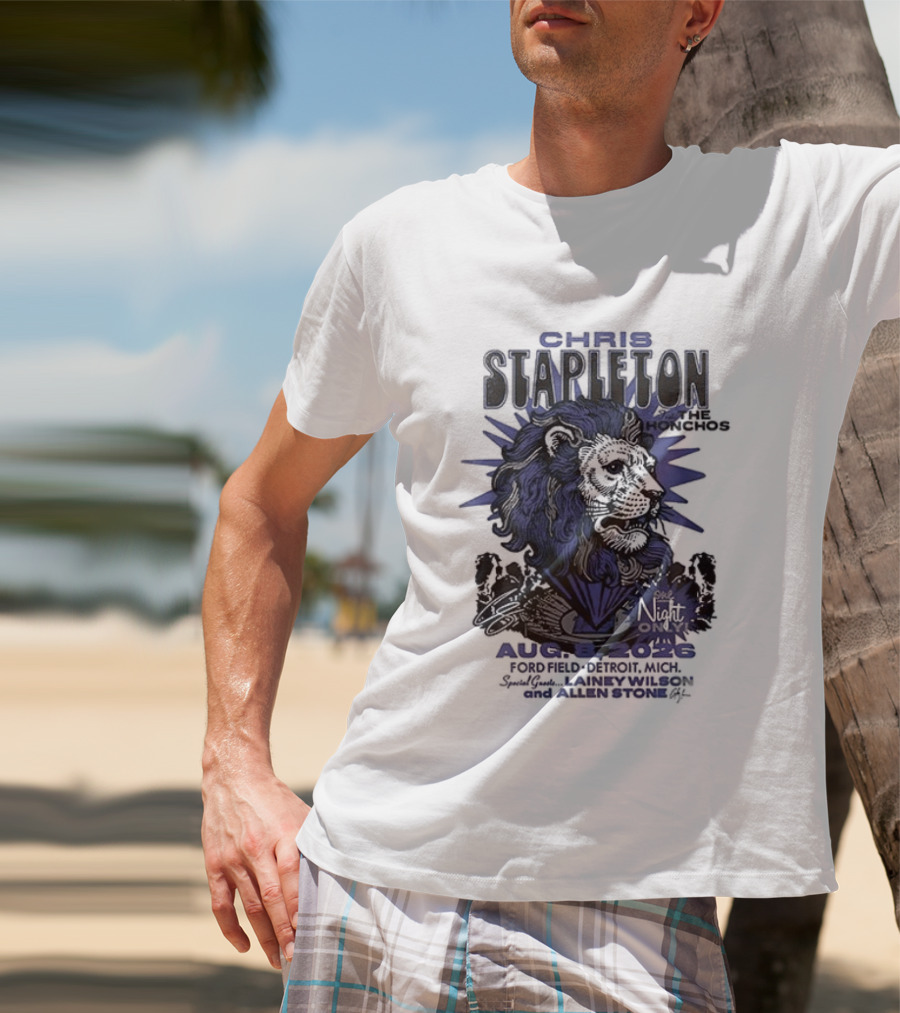 Chris Stapleton Detroit Lions August 2023 Ft The Honchos One Night Only T-Shirt
