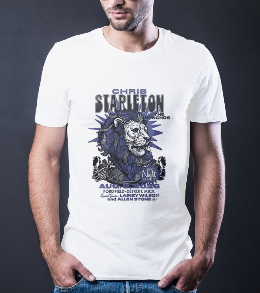 Chris Stapleton Detroit Lions August 2023 Ft The Honchos One Night Only T-Shirt