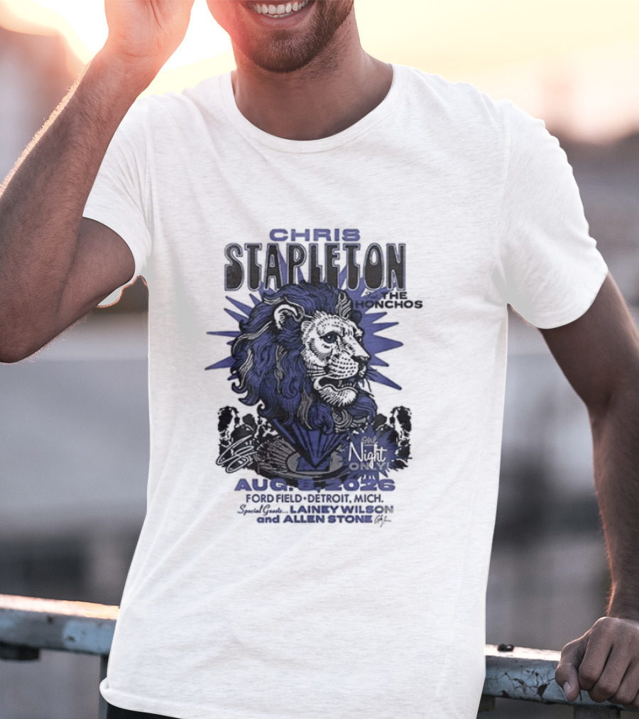 Chris Stapleton Detroit Lions August 2023 Ft The Honchos One Night Only T-Shirt