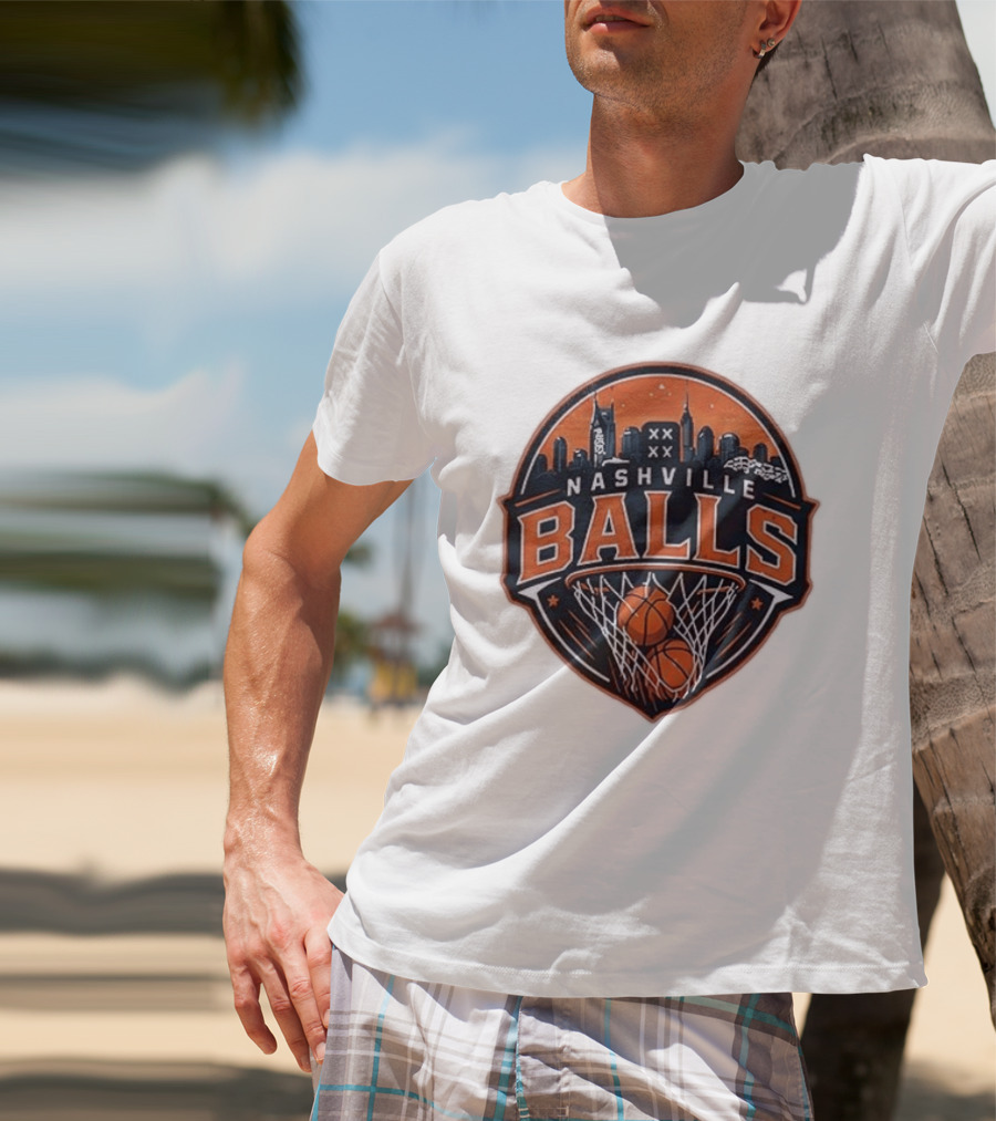 Nashville Balls Basketball Skyline Orange And Black T-Shirt