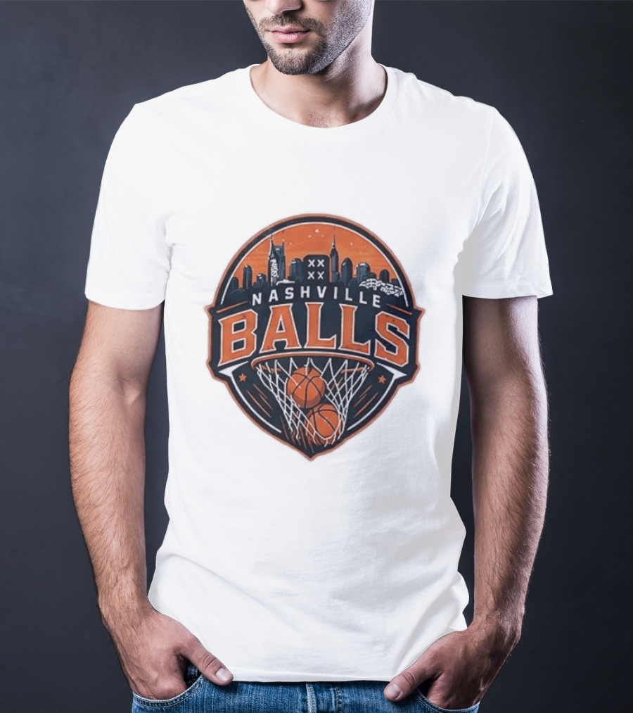 Nashville Balls Basketball Skyline Orange And Black T-Shirt