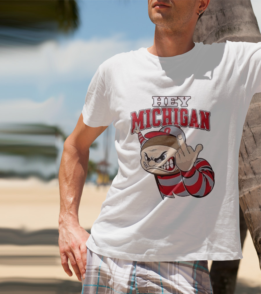 Ohio State Buckeyes Hey Michigan Middle Finger T-Shirt