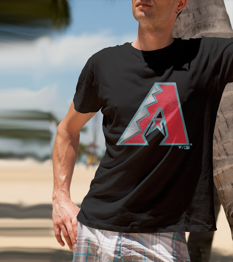 Arizona Diamondbacks Women's Metallic A Logo Red And Silver T-Shirt
