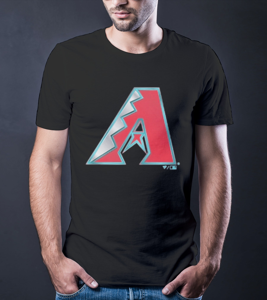Arizona Diamondbacks Women's Metallic A Logo Red And Silver T-Shirt