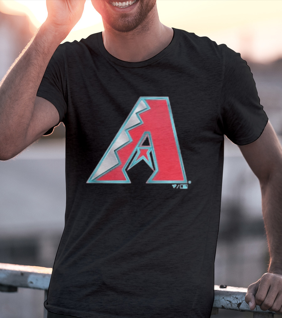 Arizona Diamondbacks Women's Metallic A Logo Red And Silver T-Shirt