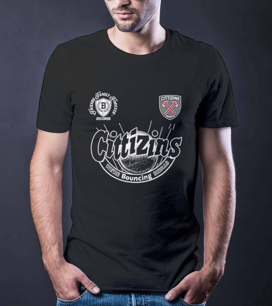 Cittizins We're Bouncing Skulls Friends Family Forever Records Football T-Shirt