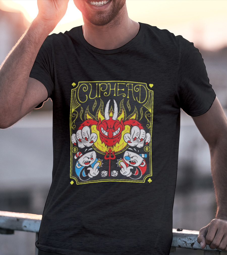 Cuphead Chogrin Devil Flames Dice Devil Characters T-Shirt