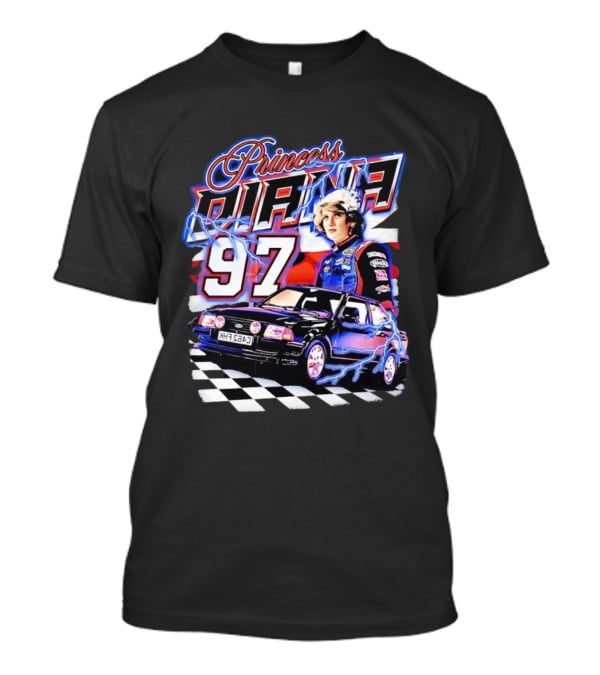 Princess Diana 97 Racing NASCAR Checkered Lightning Car T-Shirt