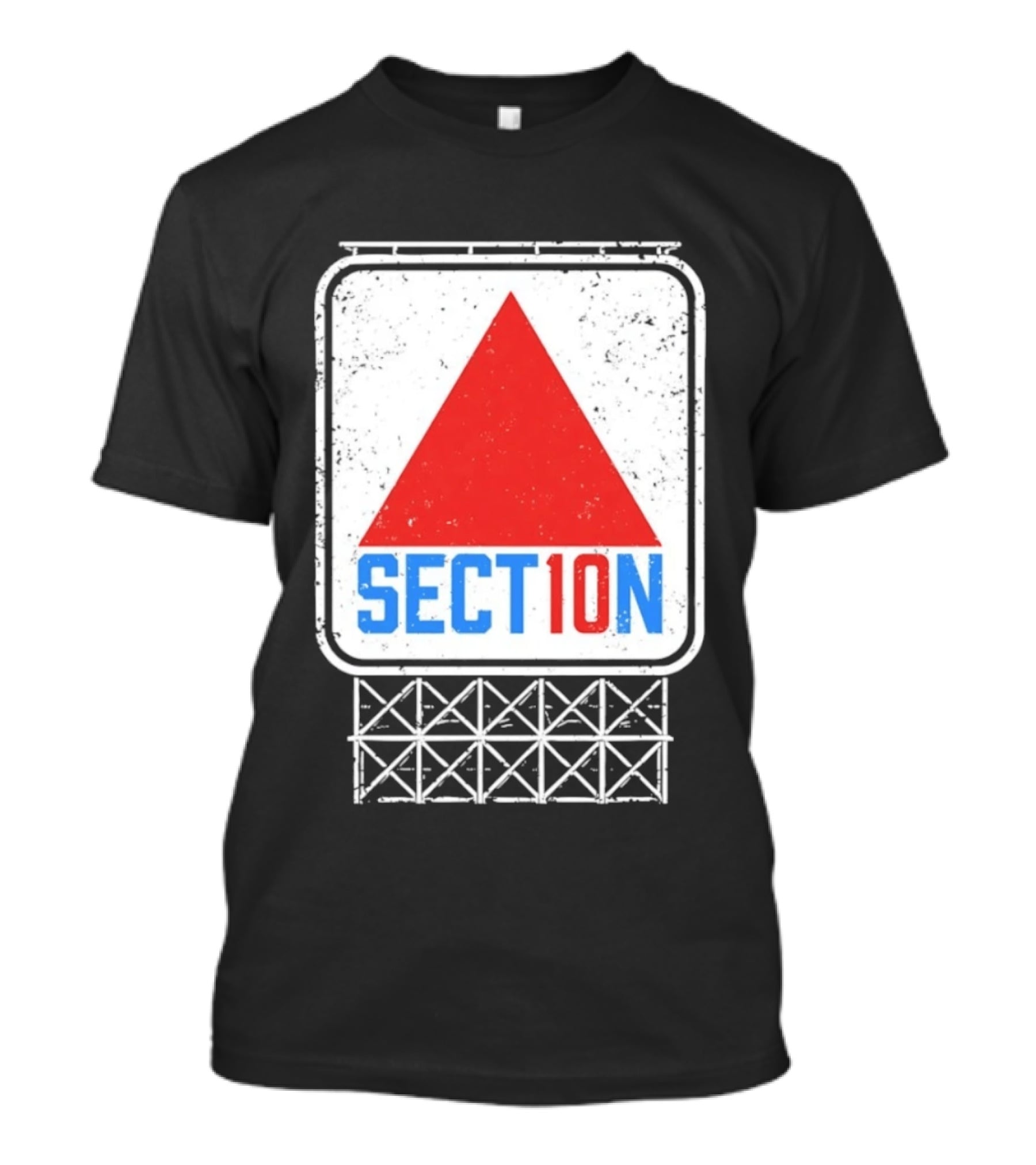 Section 10 Distressed Red Triangle Sign Retro Look S10 T-Shirt