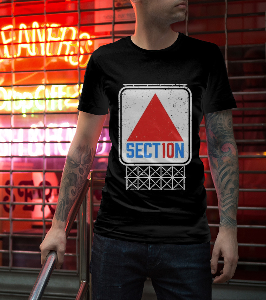 Section 10 Distressed Red Triangle Sign Retro Look S10 T-Shirt