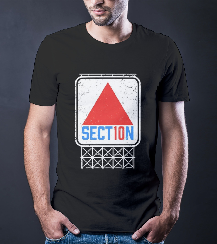 Section 10 Distressed Red Triangle Sign Retro Look S10 T-Shirt