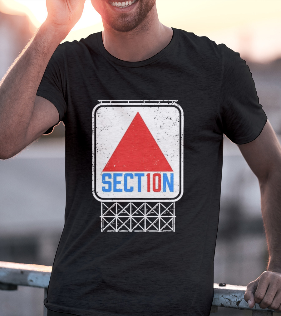 Section 10 Distressed Red Triangle Sign Retro Look S10 T-Shirt