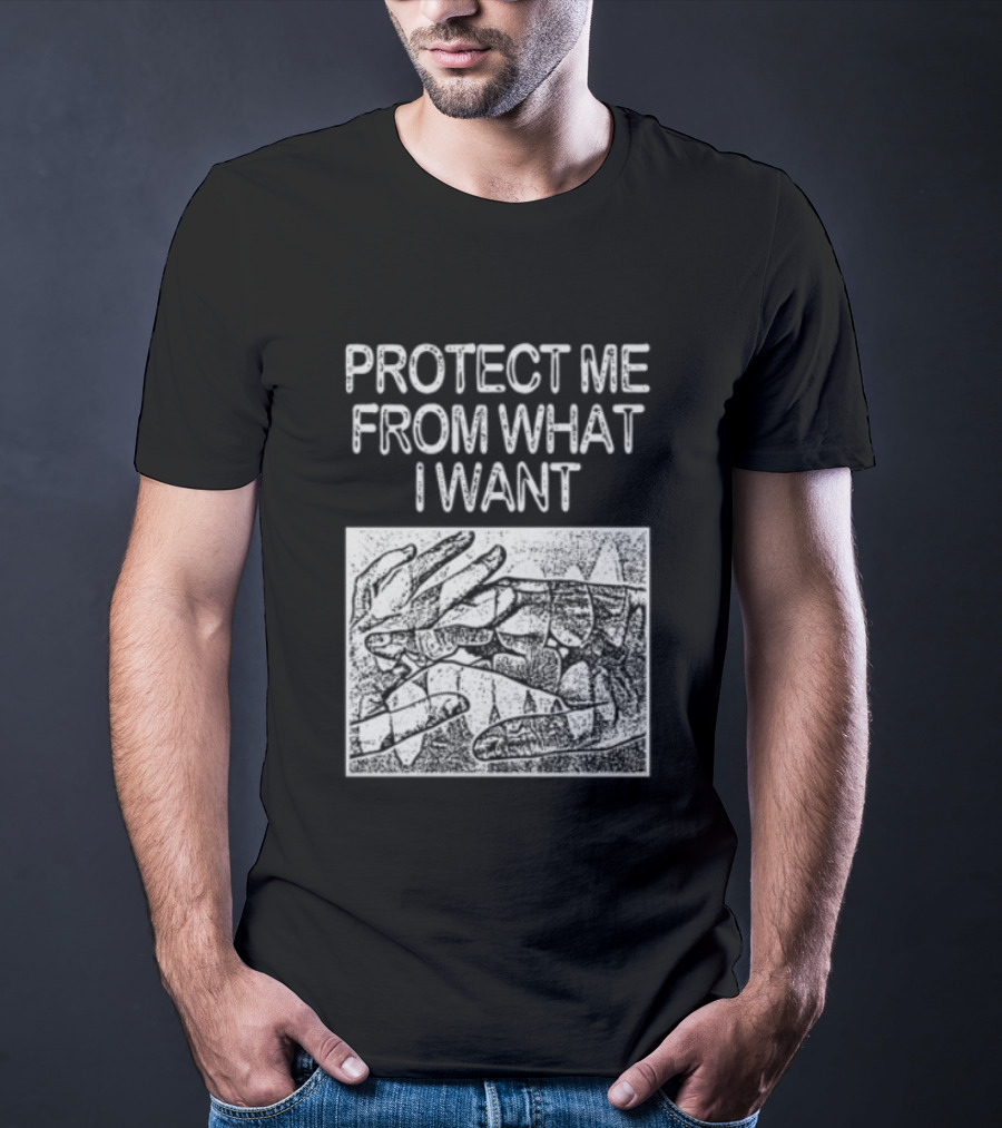 Protect Me From What I Want Get A Real Job Kid Store Black T-Shirt
