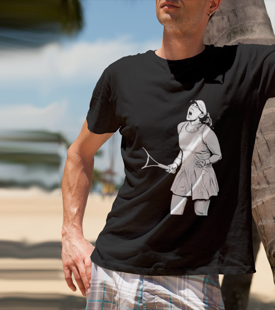 Tennis Player Celebrating Victory Power Grit Determination Black T-Shirt