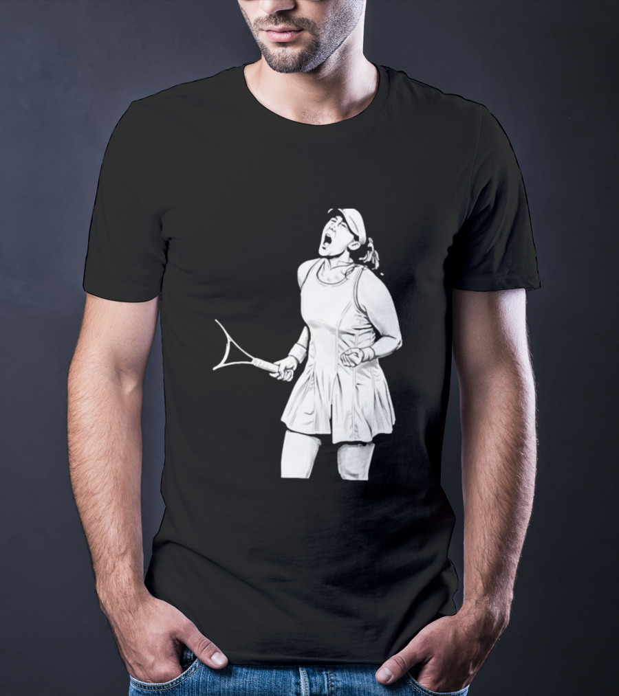 Tennis Player Celebrating Victory Power Grit Determination Black T-Shirt
