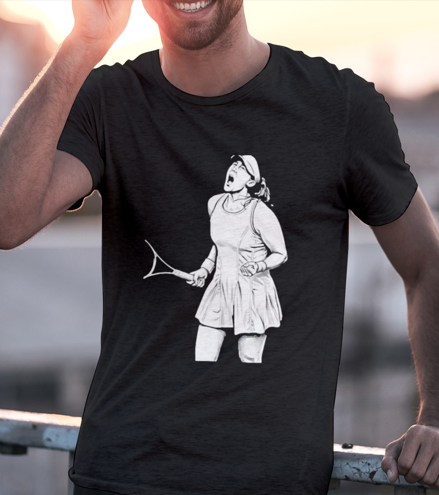 Tennis Player Celebrating Victory Power Grit Determination Black T-Shirt